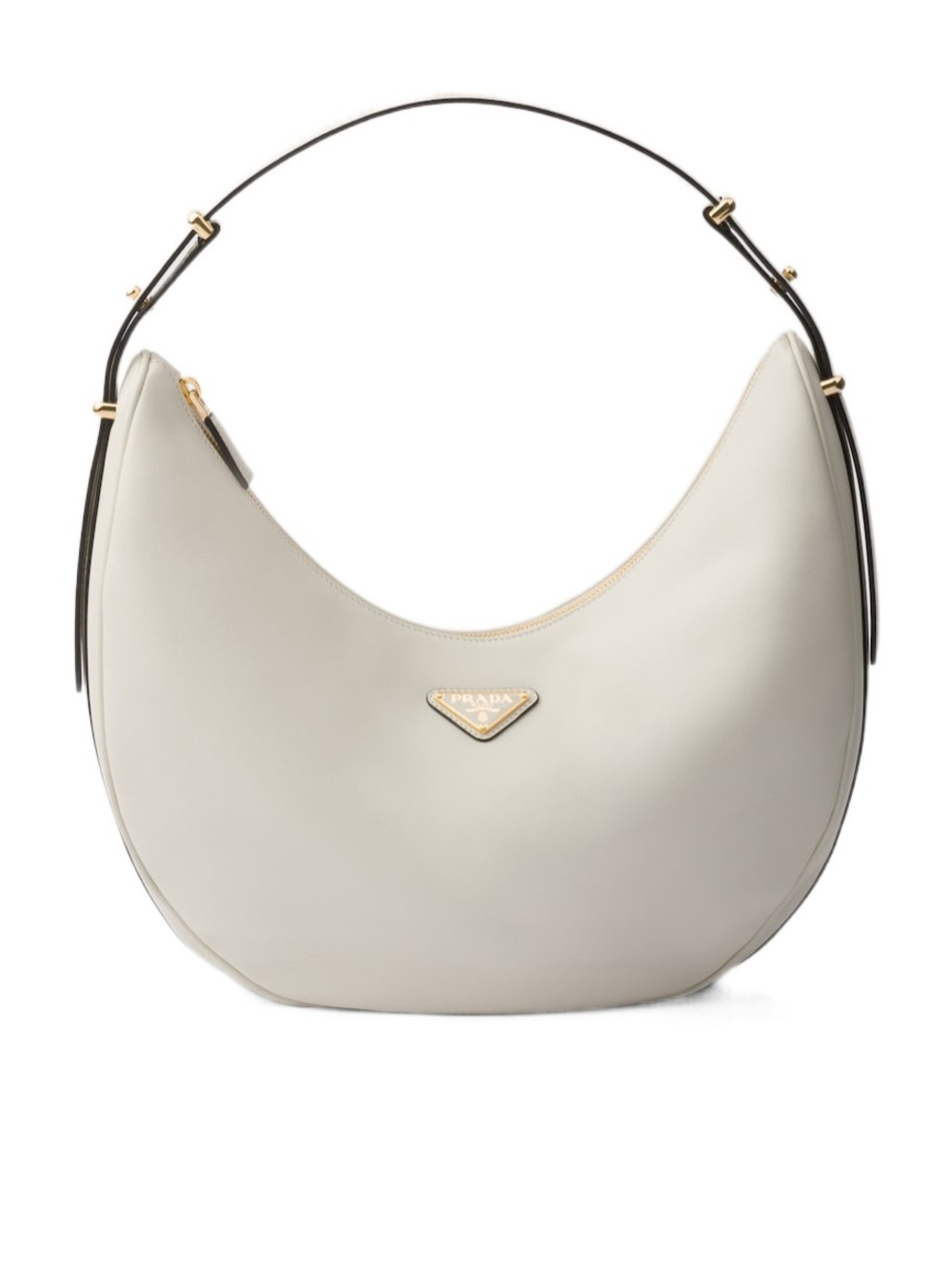 Prada Arque Ivory Large Zip Up Shoulder Bag